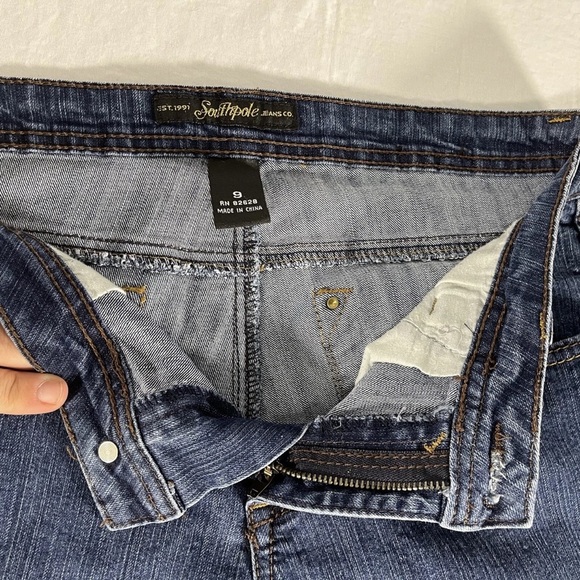 Southpole Jeans Womens 9 Bootcut Flare Mid Rise Medium Wash Pocket Bling Stretch - Picture 5 of 13